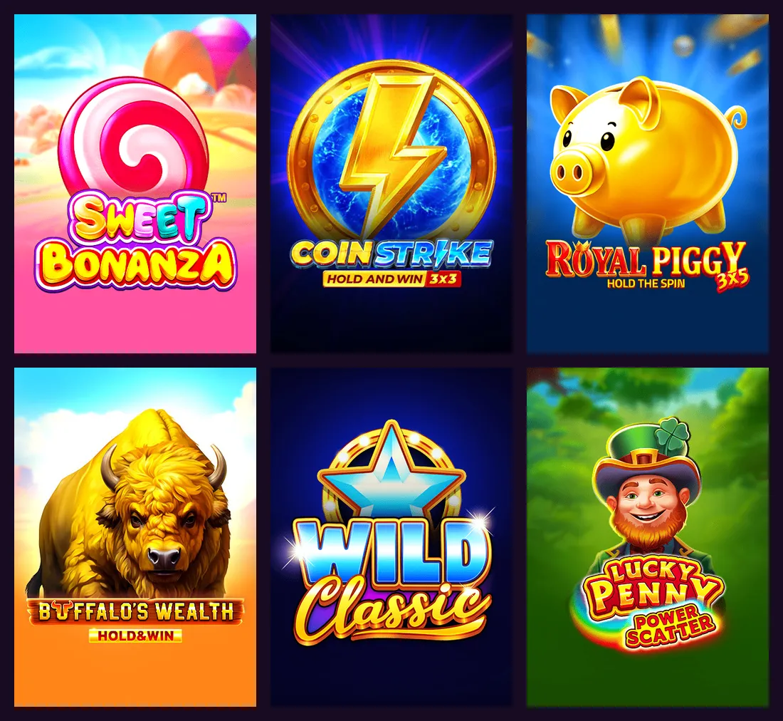Online slots lobby at Lucky Hills Casino